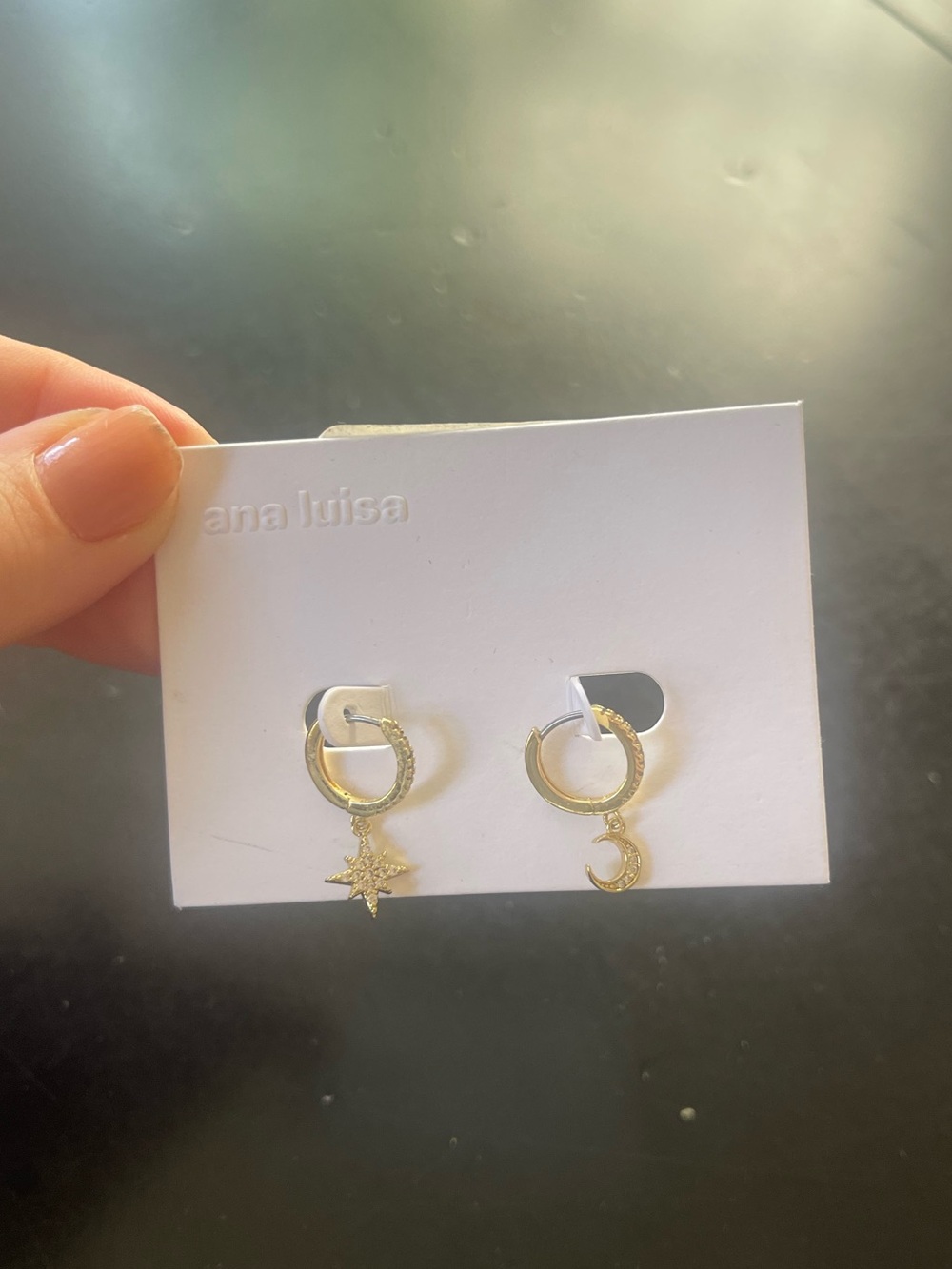 Ana Luisa Celeste Crescent Moon Huggie Hoops